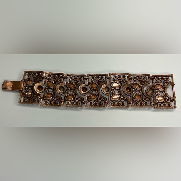 Vintage Sweet Romance Rhinestone Glass Chunky Cuff Bracelet - Picture 4 of 4